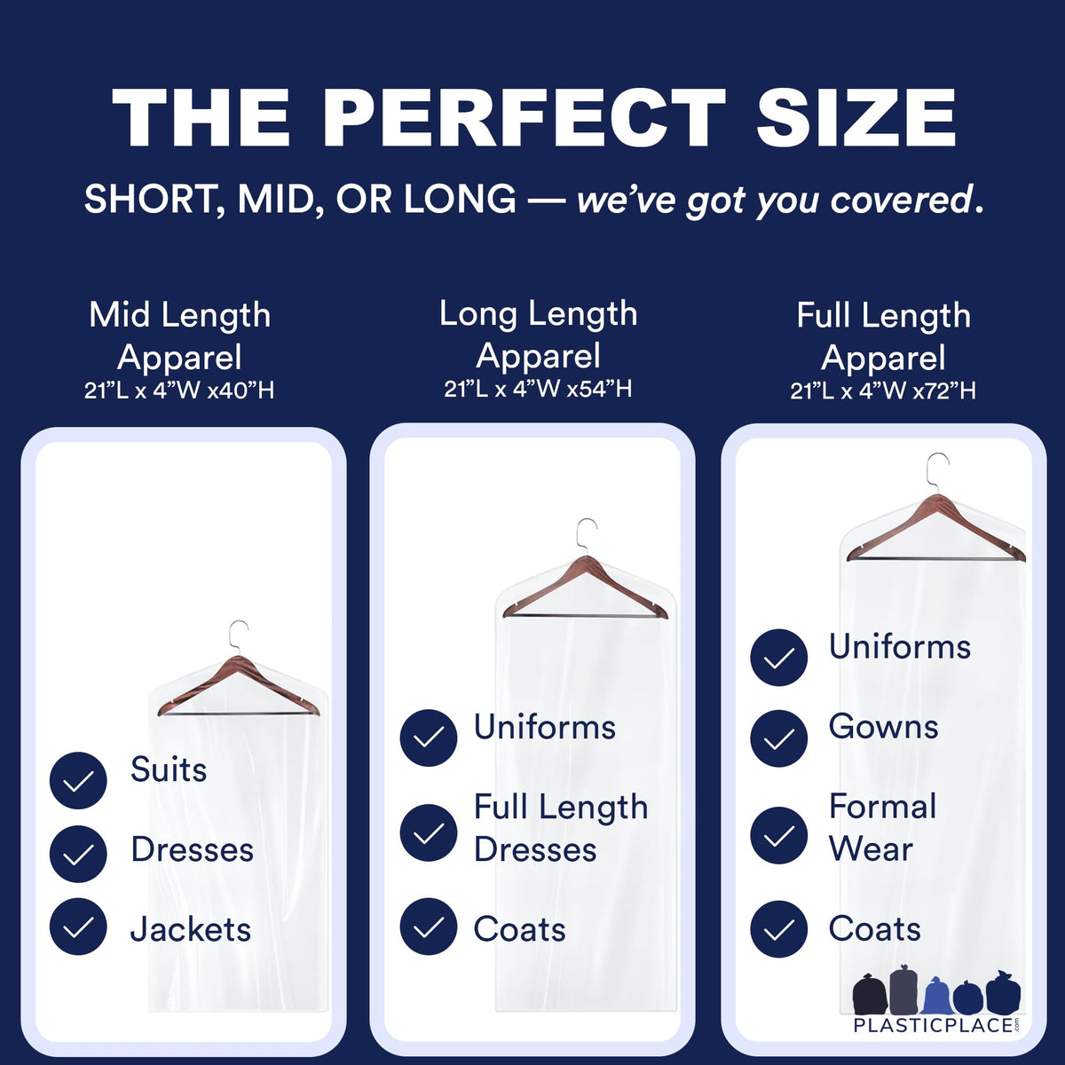 Plasticplace Clear Garment Bags │Plastic Coat Bag││1.0 Mil│21" X 4" X 54" 50 Count