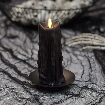 Luminara Heavy Wax Drip Flameless LED Candle, Black 2.5" x 6.5", Timer Function, Real Wax Pillar, Battery Operated Unscented Safe, Long-Lasting