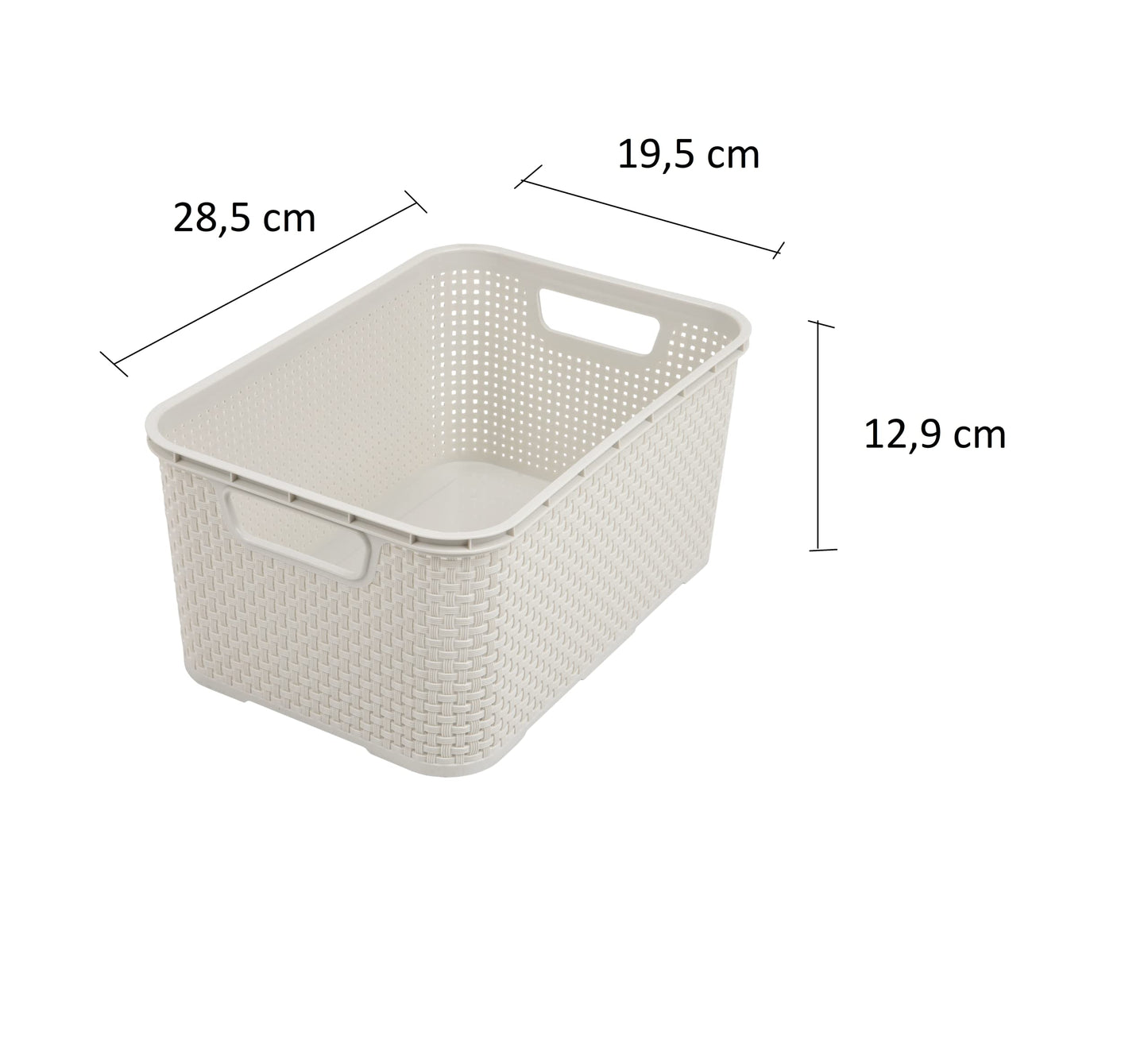 BranQ Home Essential Universal Multifunctional Basket in Rattan Design, Size S 7L, BPA-Free Plastic PP, Cream, 28.5 x 19.5 x 12.9 cm