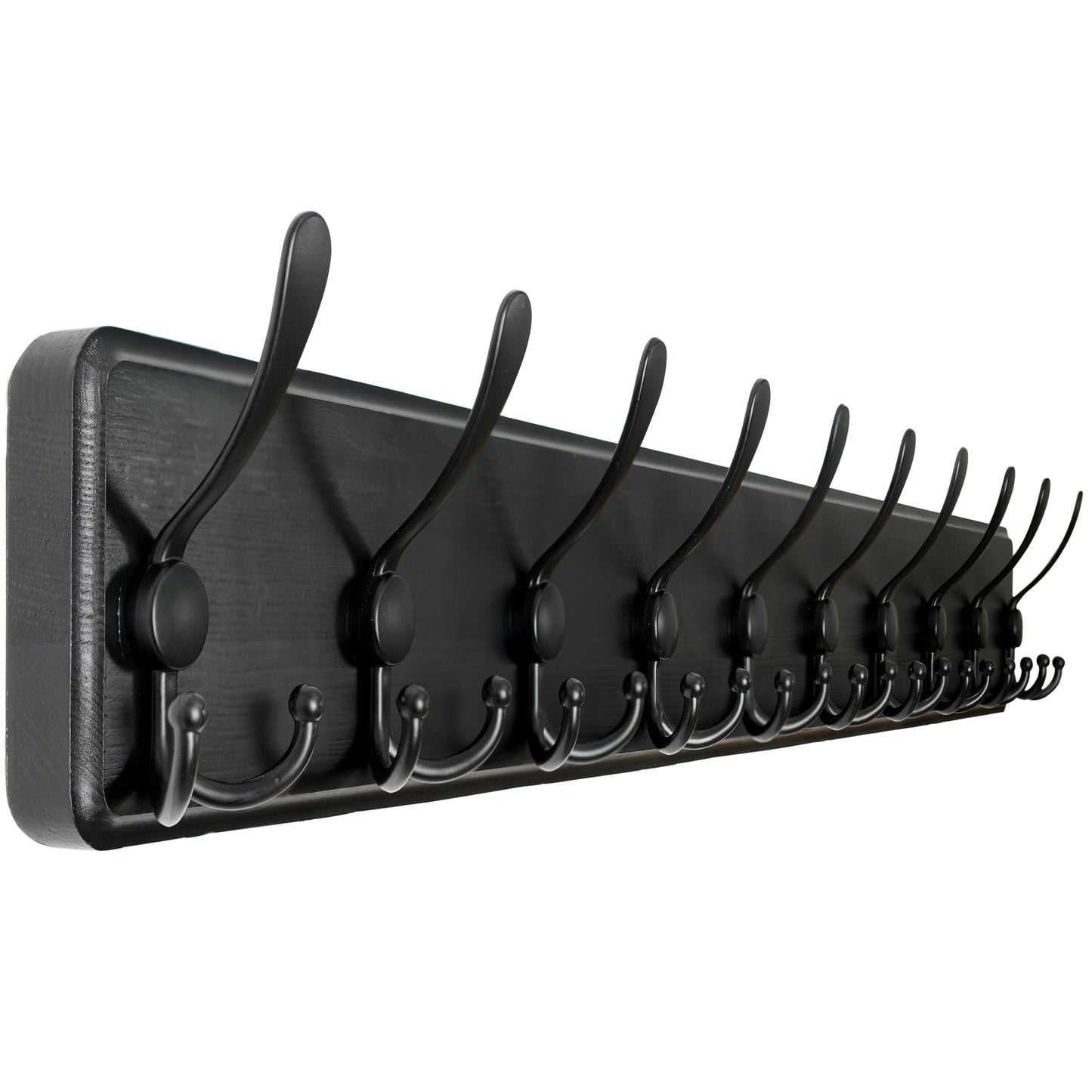 WEBI Coat Rack Wall Mounted Long,98cm Long,10 Tri Hooks for Hanging Coats,Wood Coat Hooks Wall Mounted,Wall Coat Hanger,Hook Rack for