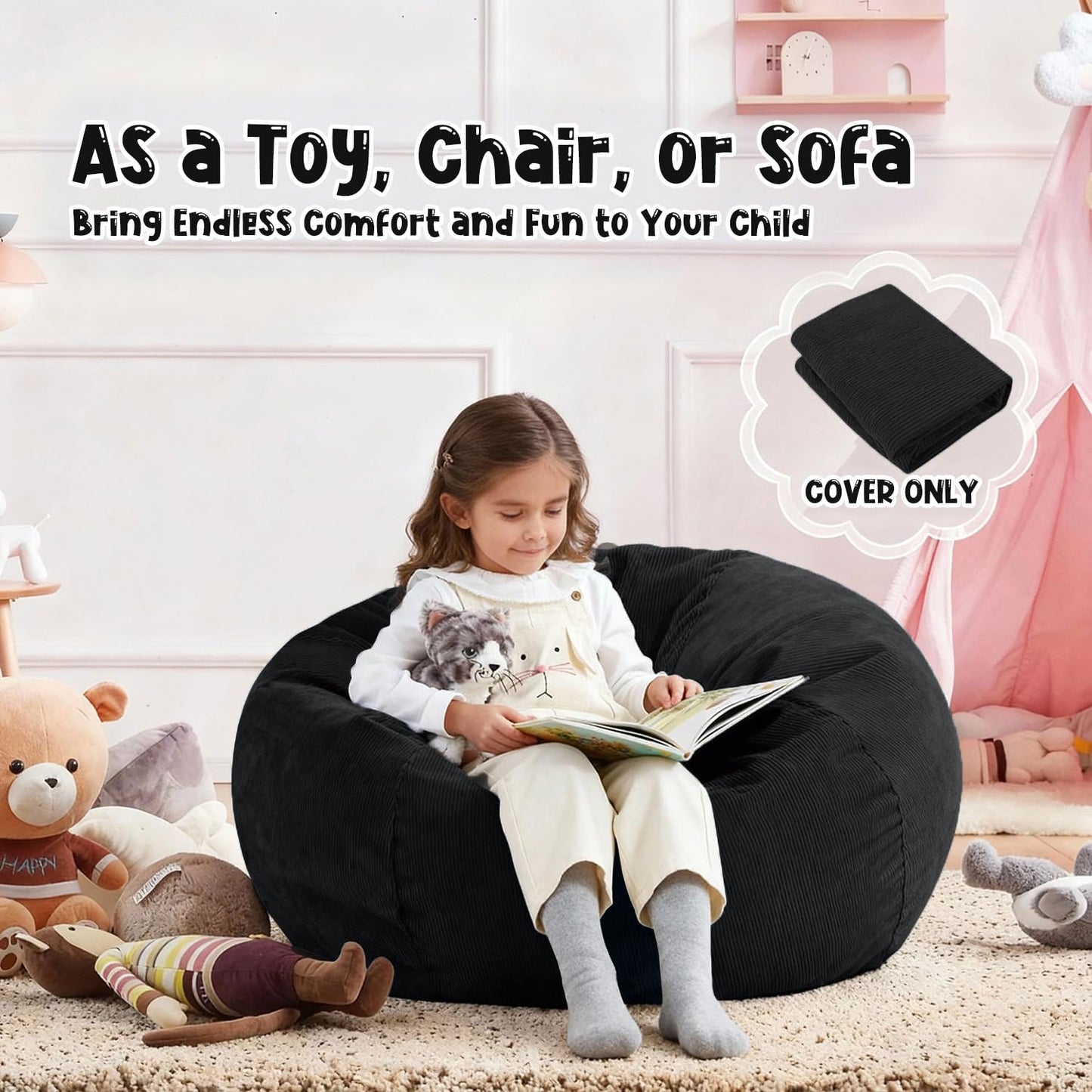 Nobildonna Bean Bag Chair Cover (No Filler) for Kids Beanbag Stuffed Animal Storage Without Filling Plush Toys Holder and Organizer Soft Premium