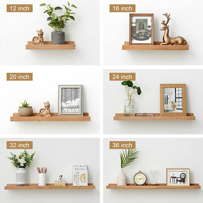 OAKERLAND Wooden Floating Shelves for Wall, Solid Oak Picture Ledge Shelf 32 inch Wall Mounted Oak Display Shelf for Home,Office,Bedroom,Living