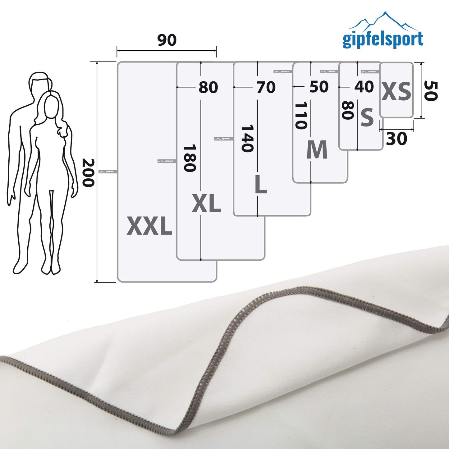 gipfelsport Microfibre Towel White 1x S(50x30cm) without bag