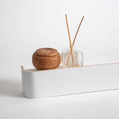 Kazai. Wall-Mounted Coat Rack 'Toke' | Modern Design Coat Rack with Hidden Wall Hooks | Solid Wood Veneer Panel Coat Hanger | White