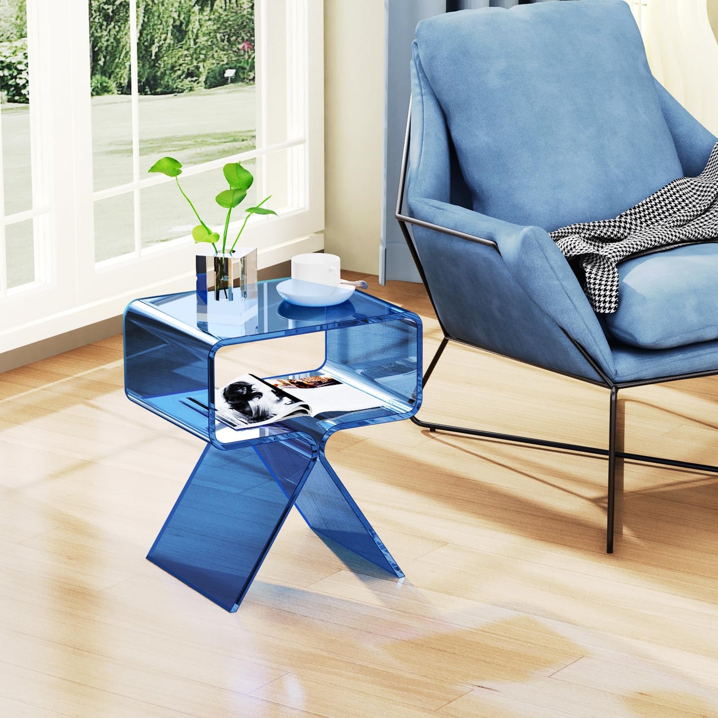 solaround Acrylic Side Table, No Assembly, 39 x 30 x 45 cm, Blue