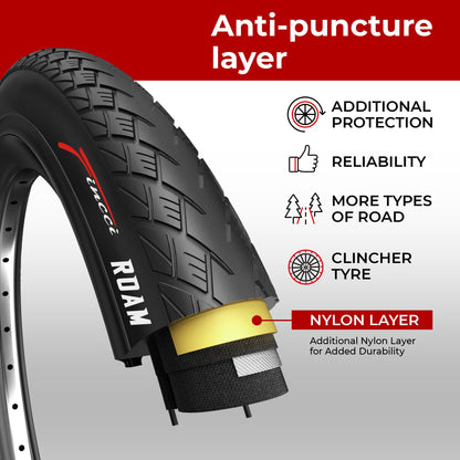 Fincci Roam Pair 700 x 32c Tyres with Antipuncture Protection, 32-622, Foldable ? for Electric, Road, MTB, and Hybrid Bikes