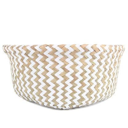 FEILANDUO Laundry Basket Wicker Woven Belly Baskets Decor Home Storage for Fruit Hand-woven Seaweed Collapsible with Handle for Organizer Plant Pot
