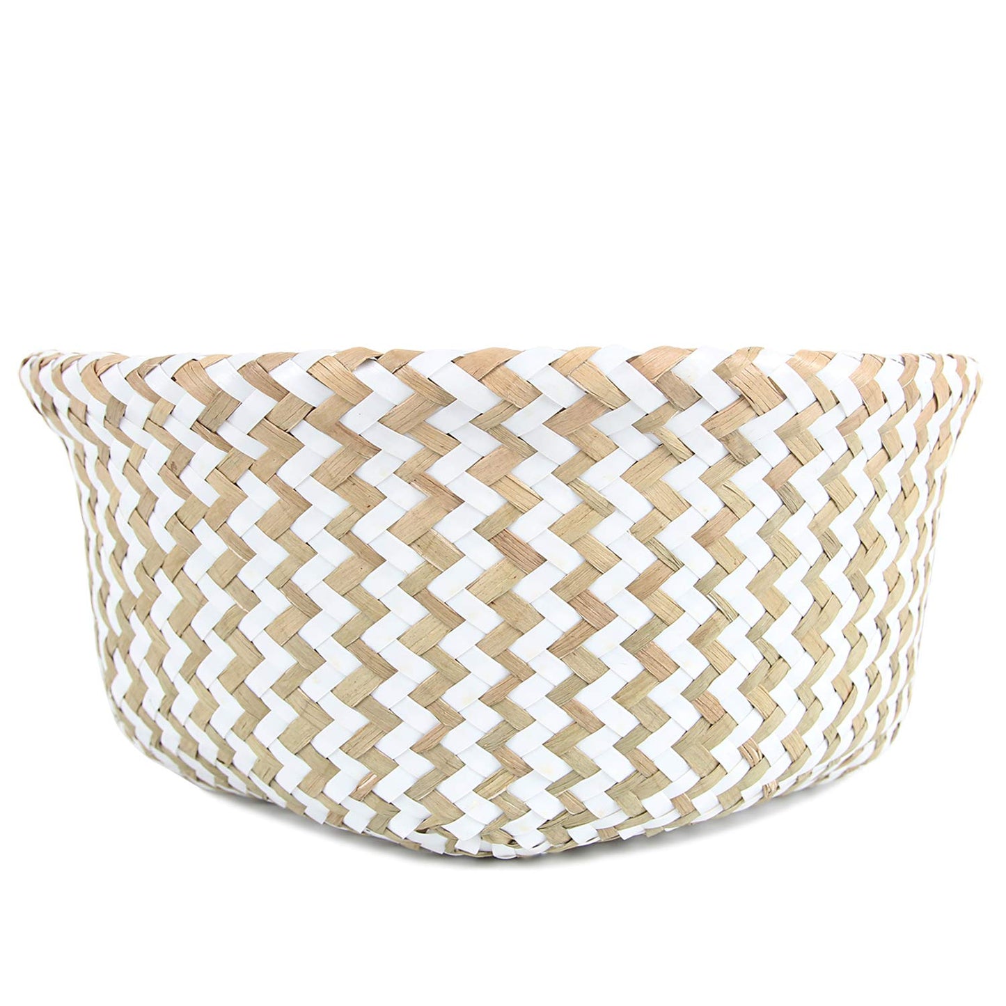 FEILANDUO Laundry Basket Wicker Woven Belly Baskets Decor Home Storage for Fruit Hand-woven Seaweed Collapsible with Handle for Organizer Plant Pot
