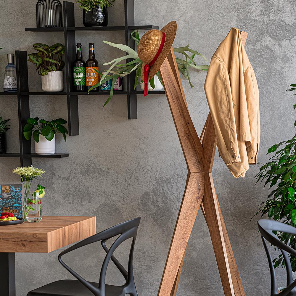 Mobili Fiver, Coat stand, Emma Rustic Oak, Made In Italy