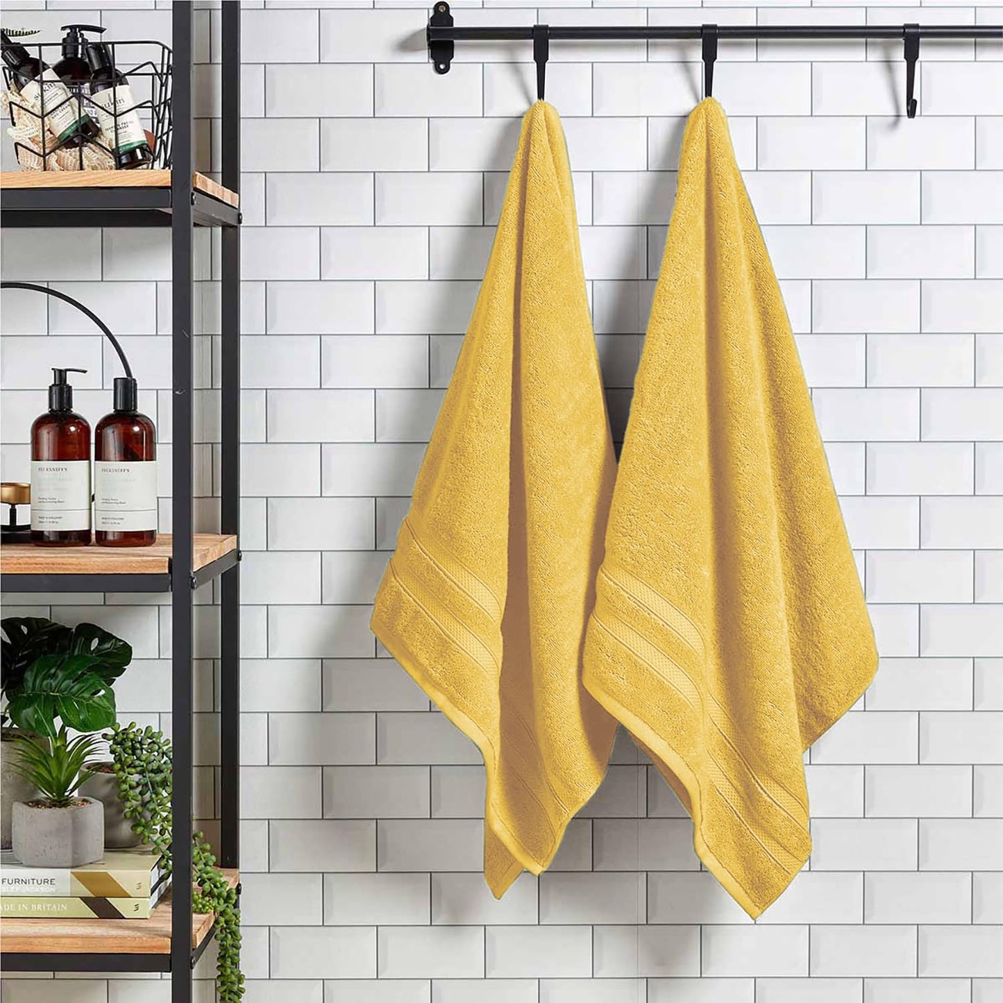 Christy Chroma Yellow Towel Set | Set of 4 | 2 Bath 2 Hand | Highly Absorbent Heavyweight 675GSM | Bold and Bright