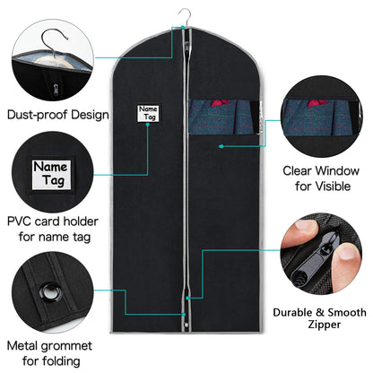 URMI Suit Bag, Breathable 60 x 100cm 5 PCS Garment Bags Clothes Bags for Storage with Clear Window Dust Moth Proof Dress Bags Protector for Suit