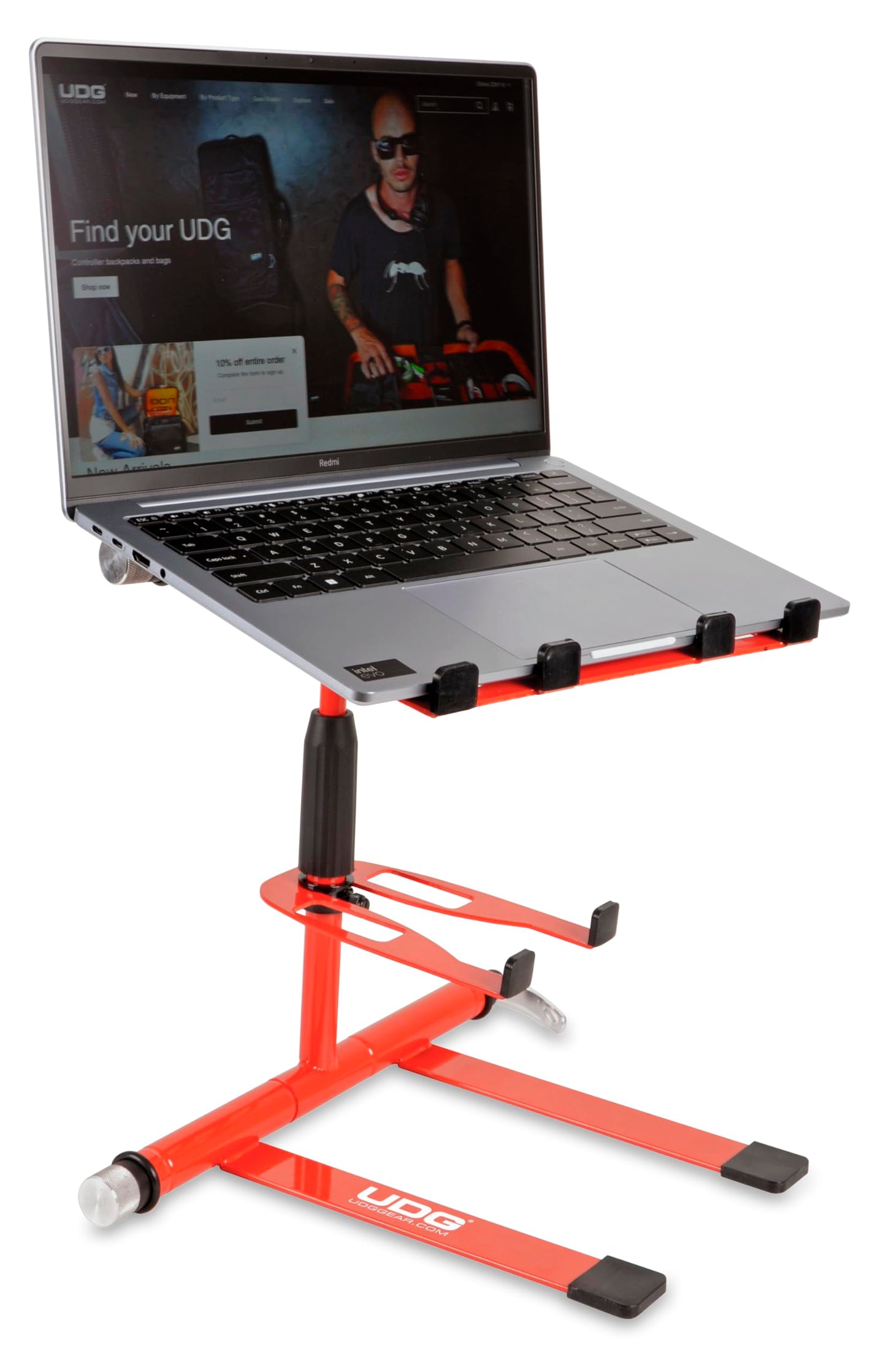 UDG Ultimate Digi Laptop Stand 360-Degree Swivel DJ, Red (U96113RD)