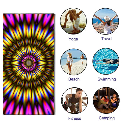 YISUMEI Radiant Tie-Dye Beach Towels for Adults Extra Large 180x90cm, Microfibre Quick Dry Towel for Travel Swimming Camping Sports