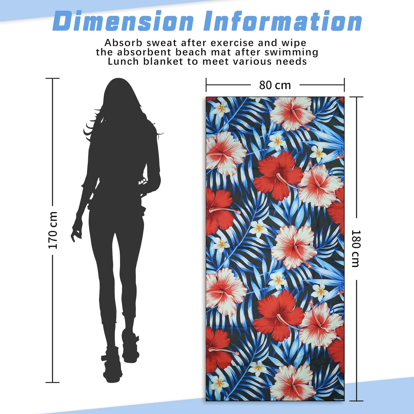 TMEOG Microfibre Beach Towels 2 Pack 180x80cm Extra Large Sand Free Beach Towel for Adults Compact Thin Travel Towel Women Men Lightweight Swim Pool