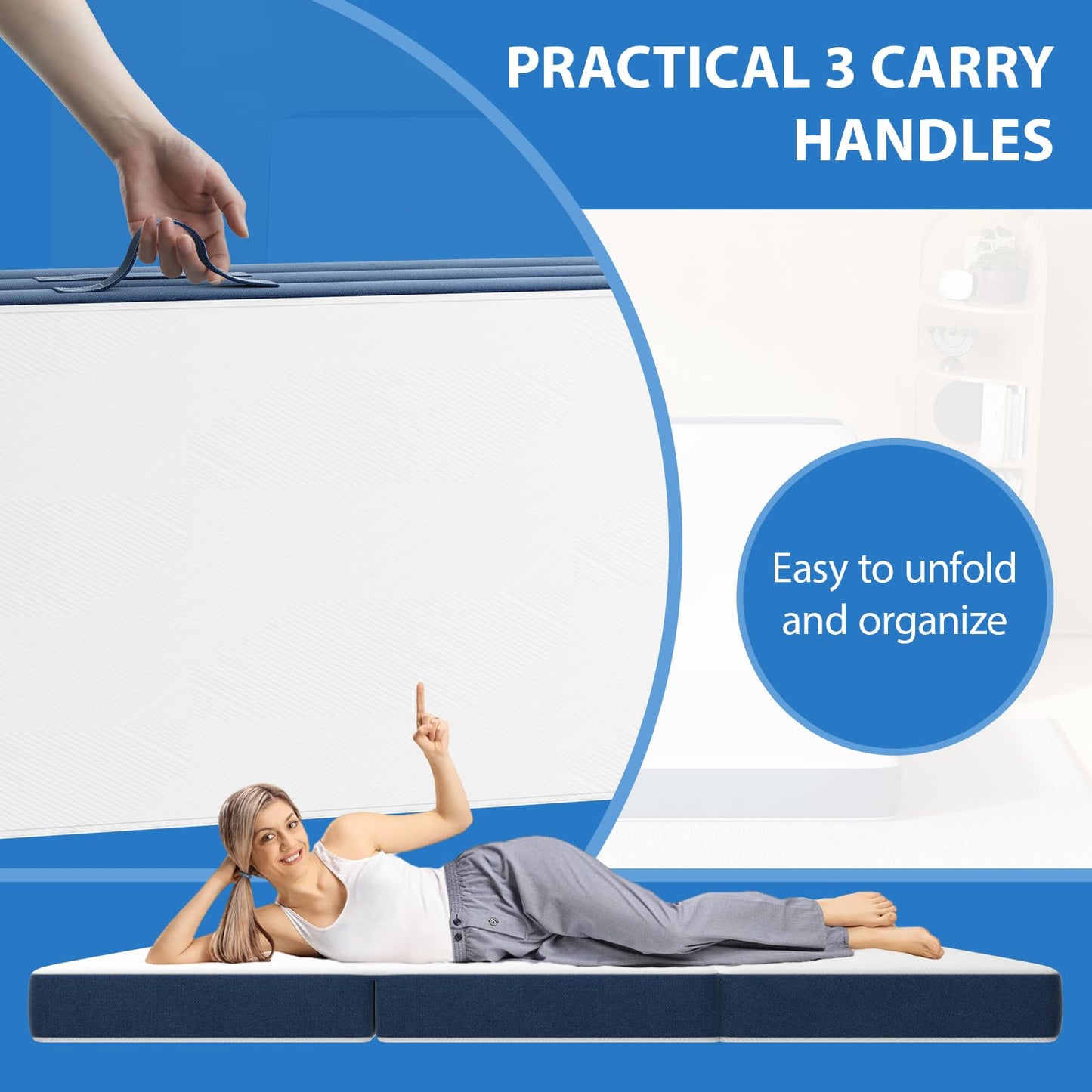 DEWINNER Folding Mattress Double, 135x190x15cm