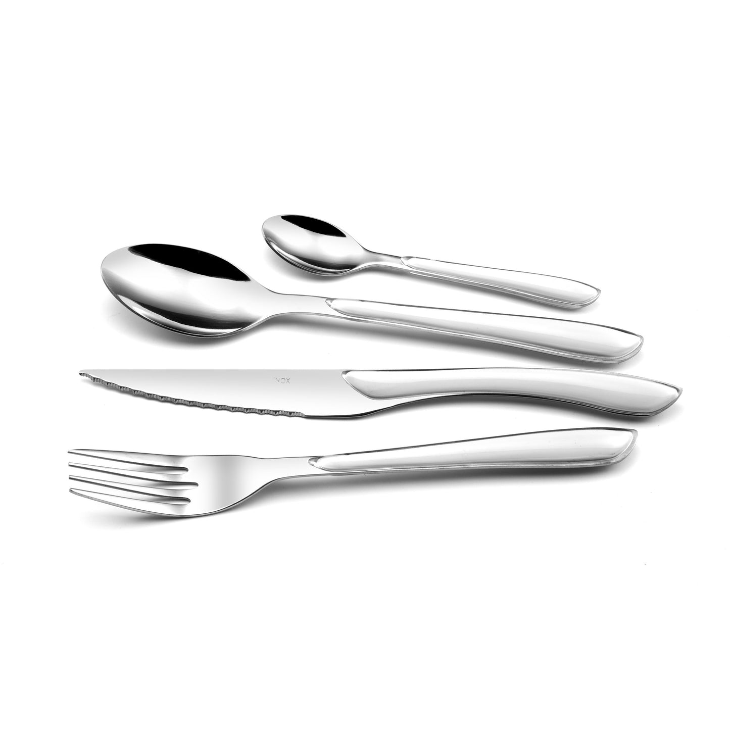 Amefa ECLAT White 24-Piece Cutlery Set for 6 | Stainless Steel Flatware with ABS Handles | Dishwasher Safe