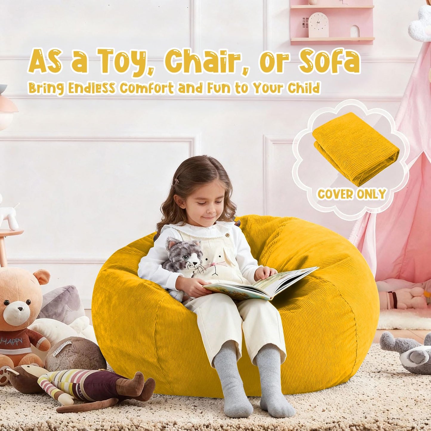 Nobildonna Bean Bag Chair Cover (No Filler) for Kids Beanbag Stuffed Animal Storage Without Filling Plush Toys Holder and Organizer Soft Premium