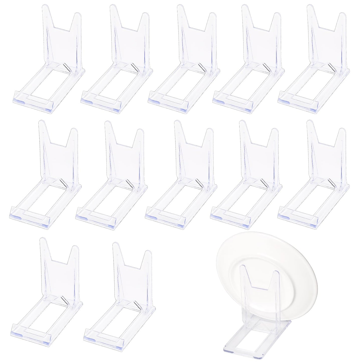 13 Pcs Clear Display Stands - Acrylic Plate Holders with Adjustable Easels for Mobile Phones, Photos, Cards, Books