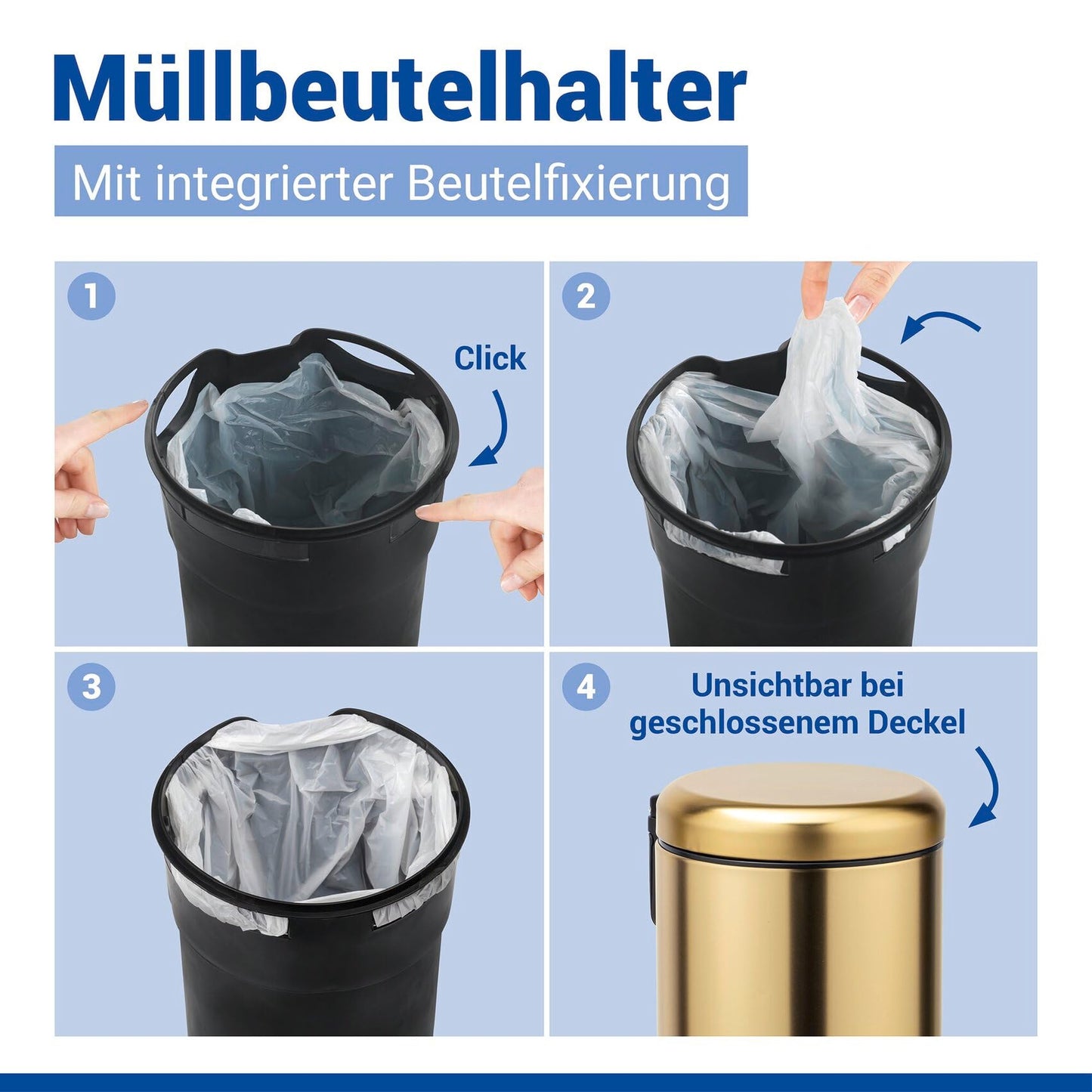 Wenko Leman Cosmetic Pedal Bin Matte Gold 3 L – Cosmetic Bin, Rubbish Bin with Anti-Fingerprint, Capacity: 3 litres, stainless steel