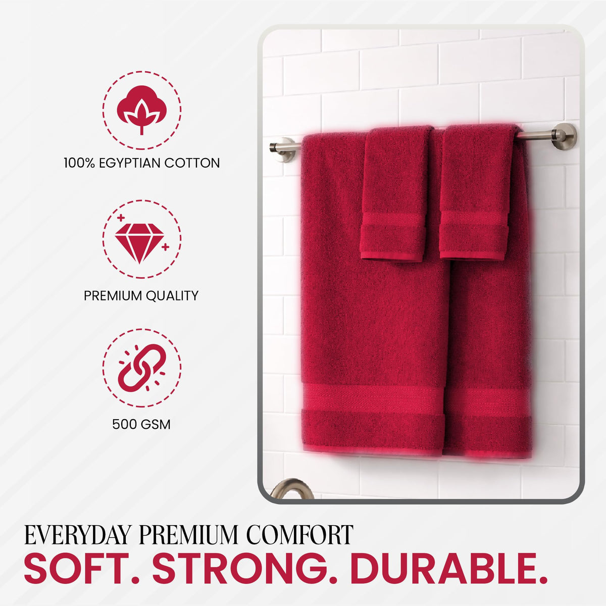 RAYMSTER 10 Piece Egyptian Cotton Towel Set - 2 Bath, 4 Face, & 4 Hand Towels Set for Daily Use - Soft, Highly Absorbent, Quick Dry, and Lightweight
