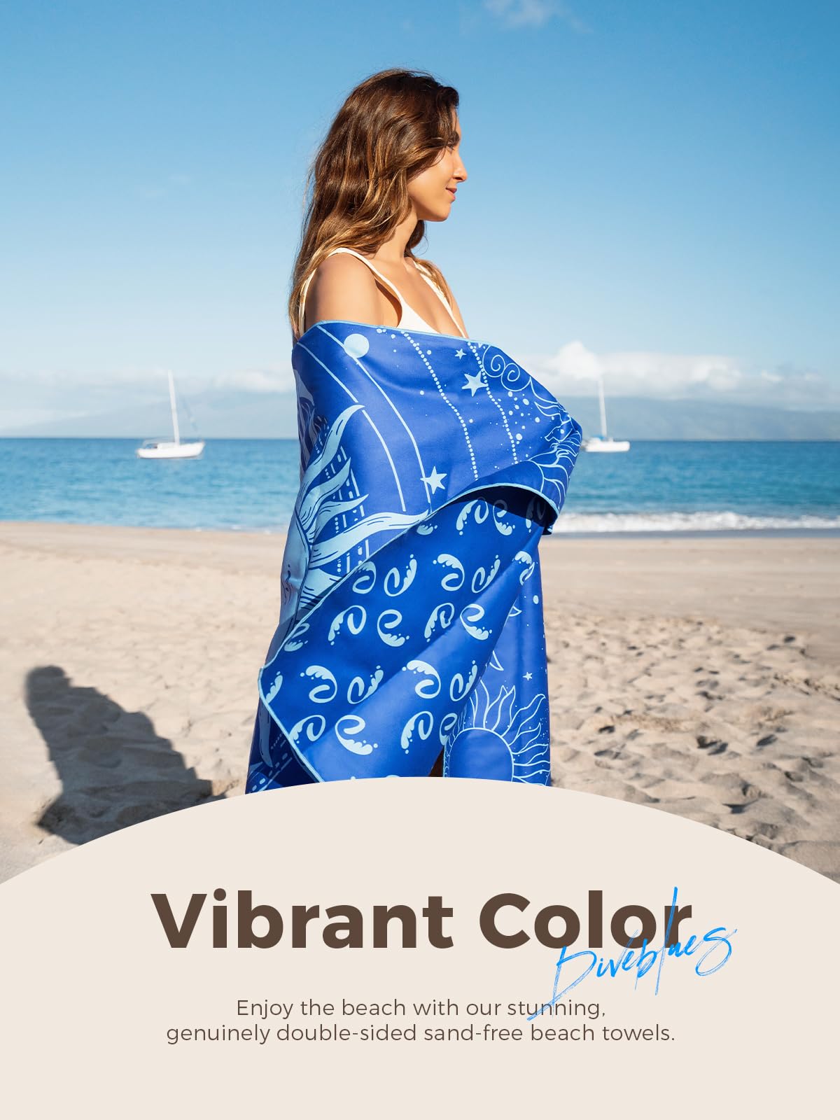 Diveblues Microfiber Beach Towel Fast Drying, Extra Large 79" x 57" Sand Free Beach Towel Super Lightweight Towels for Swimming Pool, Camping, Picnic