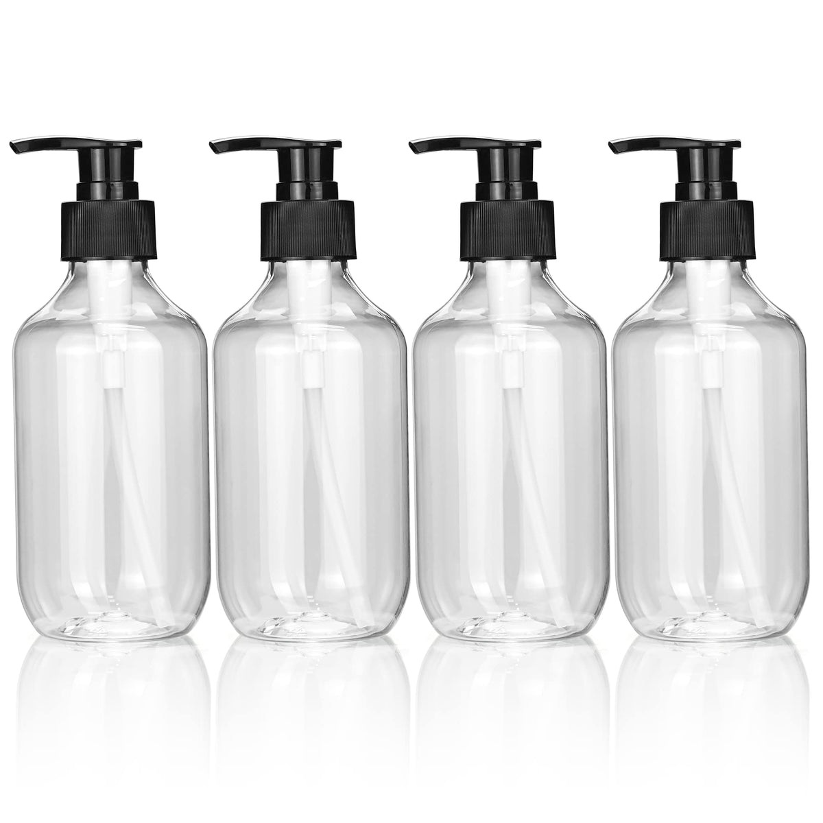 4Pcs Empty Press Pump Bottles, 300ML Refillable Bottle for Cooking Sauces, Plastic Liquid Soap Dispenser Refillable Container for Essential Oils