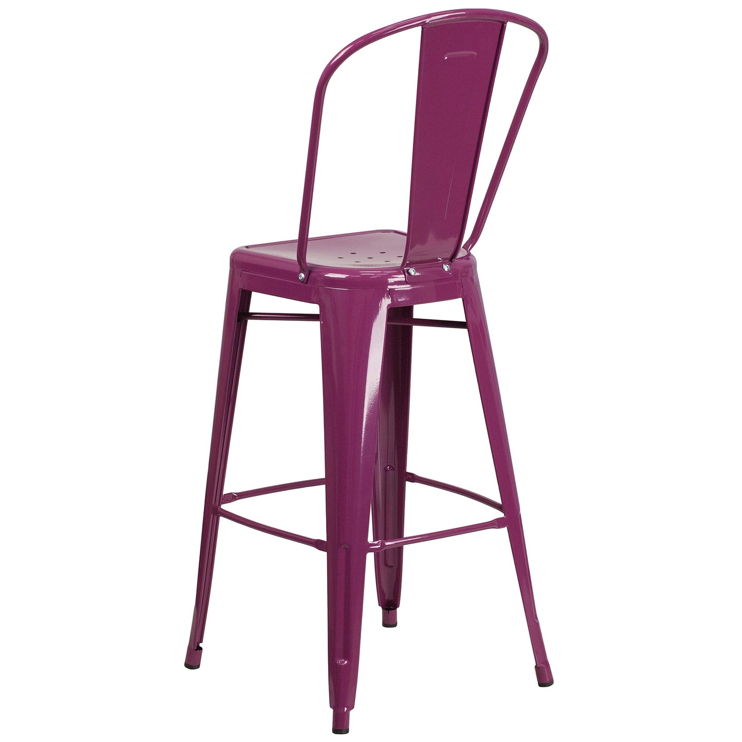 Flash Furniture Blake Commercial Grade 4 Pack 30" High Purple Metal Indoor-Outdoor Barstool with Back