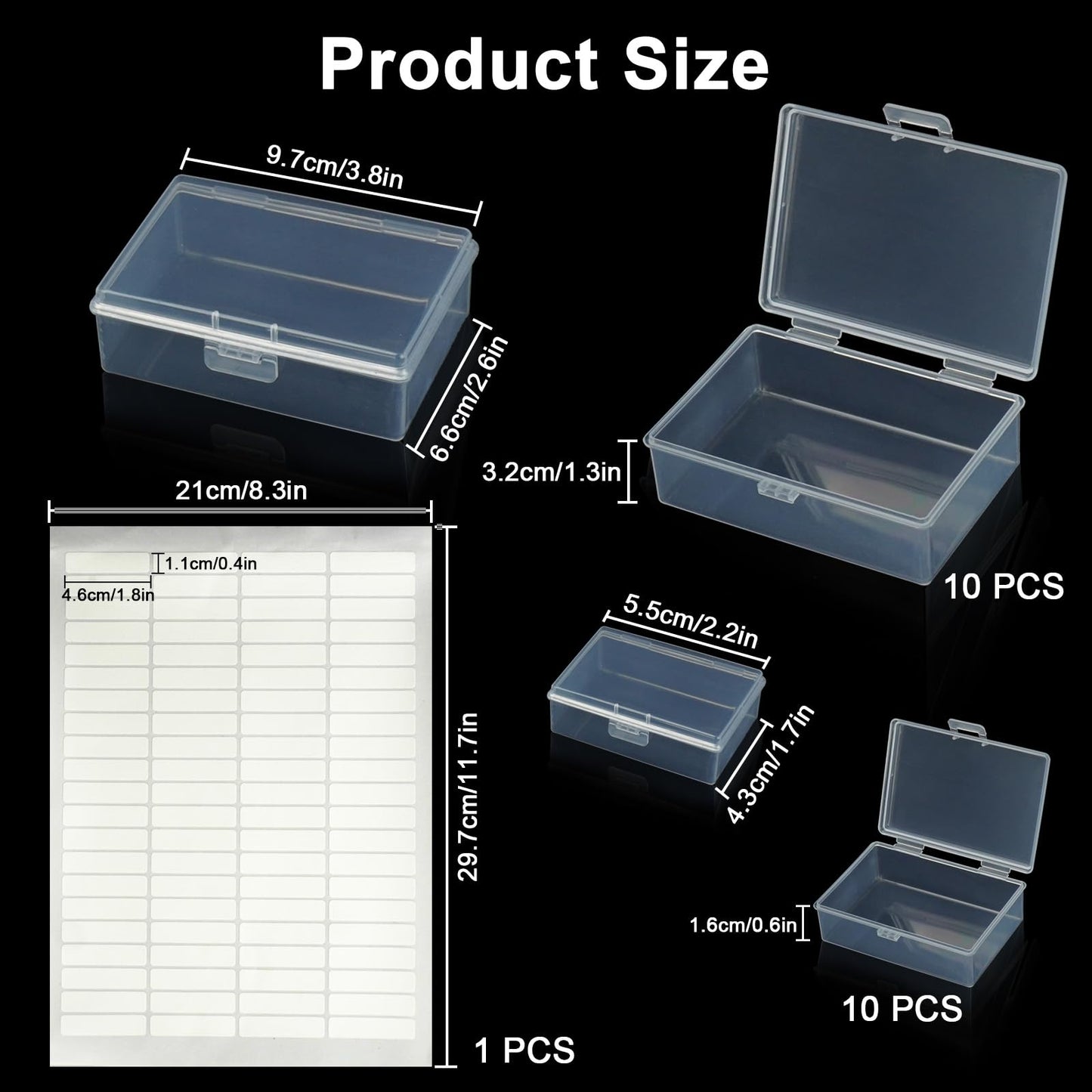 IEMIEBSHA 20Pcs Storage Boxes with Lids, Small Clear Plastic Storage Containers with Labels