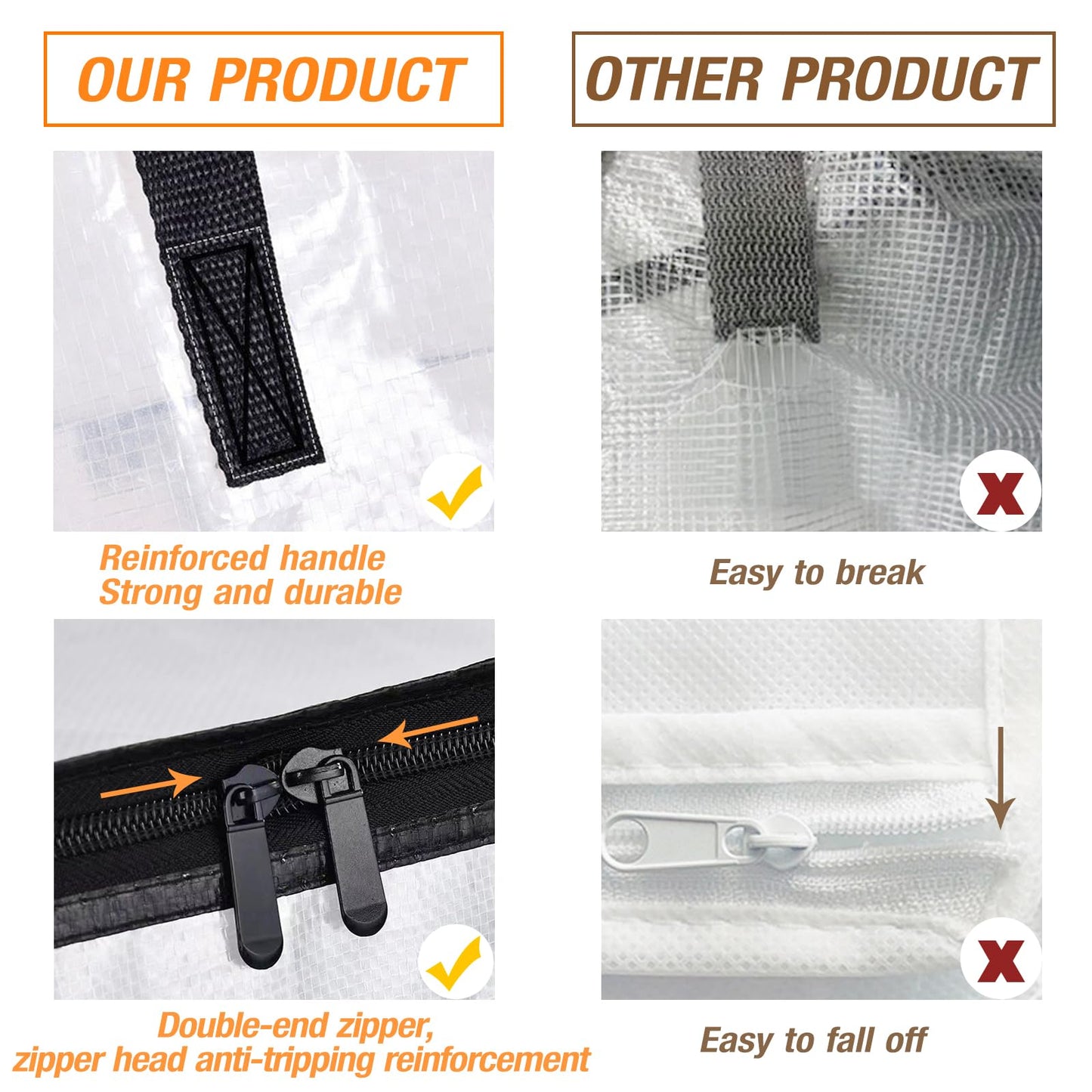 80L Clothes Storage Bags, 4 Pack Large Clear Capacity Clothes Organizer with Zips, Moisture proof