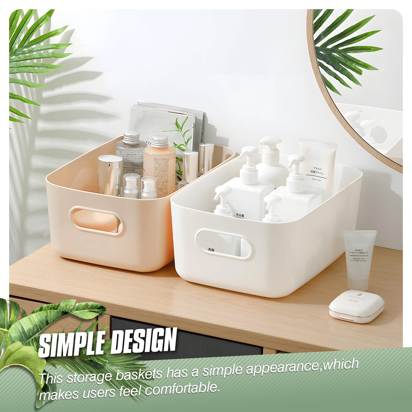 Vivikivi 6 Pcs Plastic Storage Boxes Storage Baskets of 3 Sizes