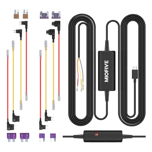 Miofive USB Type-C Hardwire Kit Only for Miofive S1 & Mini Series and Mirror 1 Dash Cam, Activate Parking Mode and Low Voltage Protection, 11.5 ft /
