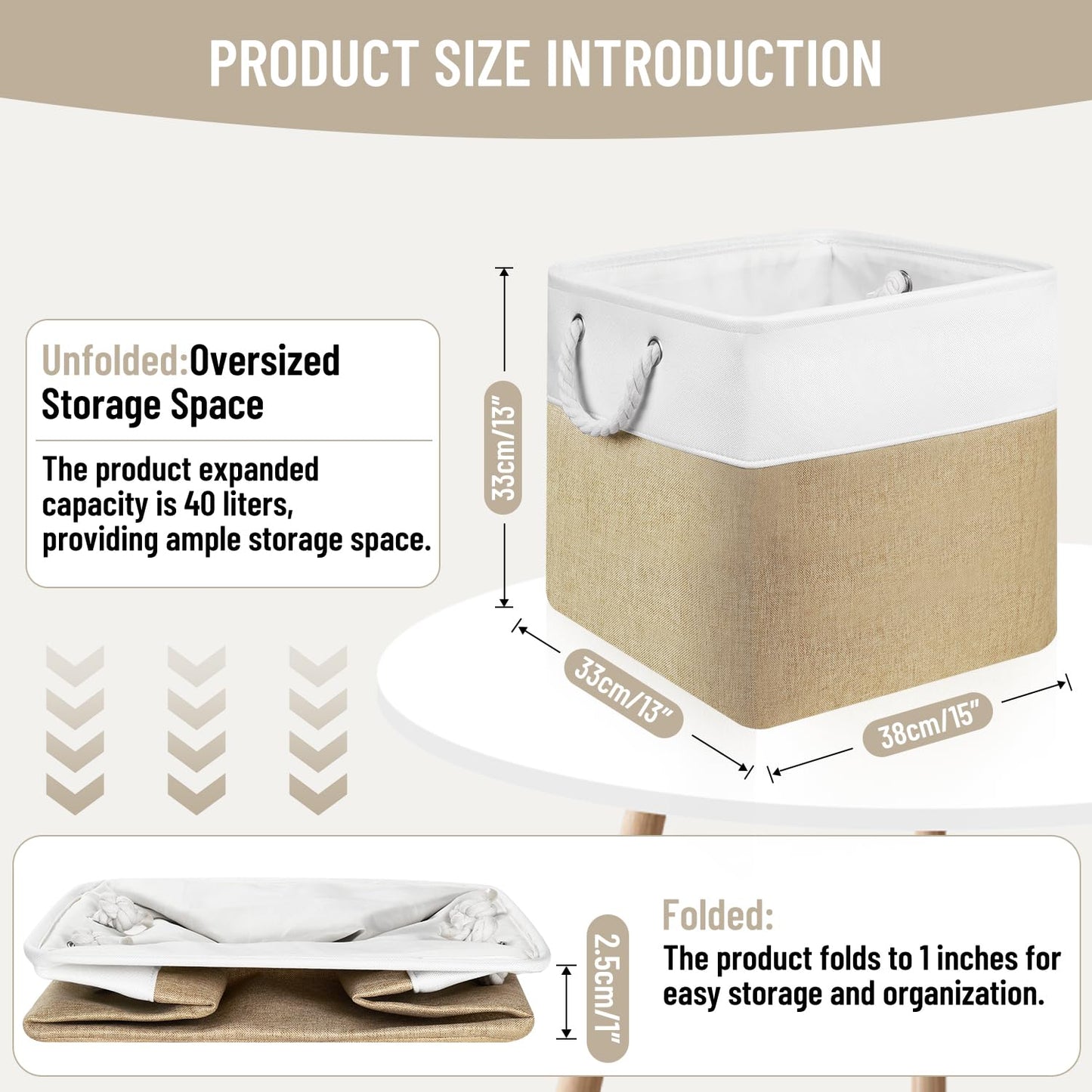 JUNLAI 4 Pack Fabric Storage Boxes, Kallax Storage Boxes 33 x 38 x 33 with Handles, Foldable Large Storage Basket for Office & Home, Book, Clothes