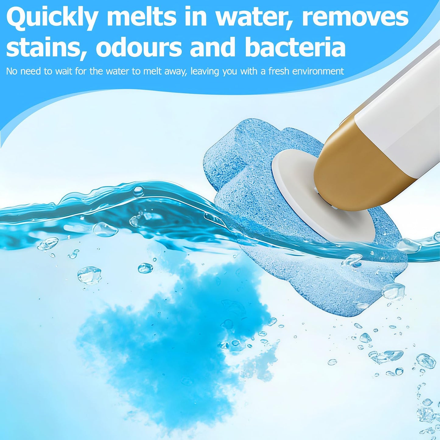 Kisizity Disposable Toilet Brush with 60 Refills, Blue Toilet Wand Kit
