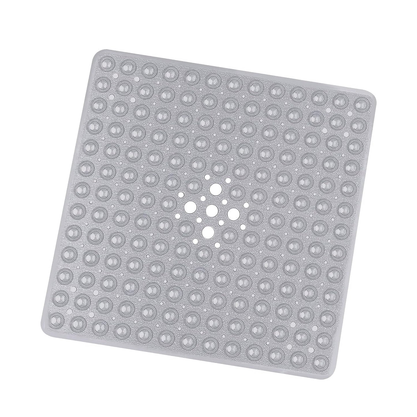 BedLooms Shower Mat Non Slip Anti Mould – Grey 53x53 cm Square Bath Mat for Bathroom & Bathtub with Strong Suction Cups Grip Bath Mats Easy Drain &