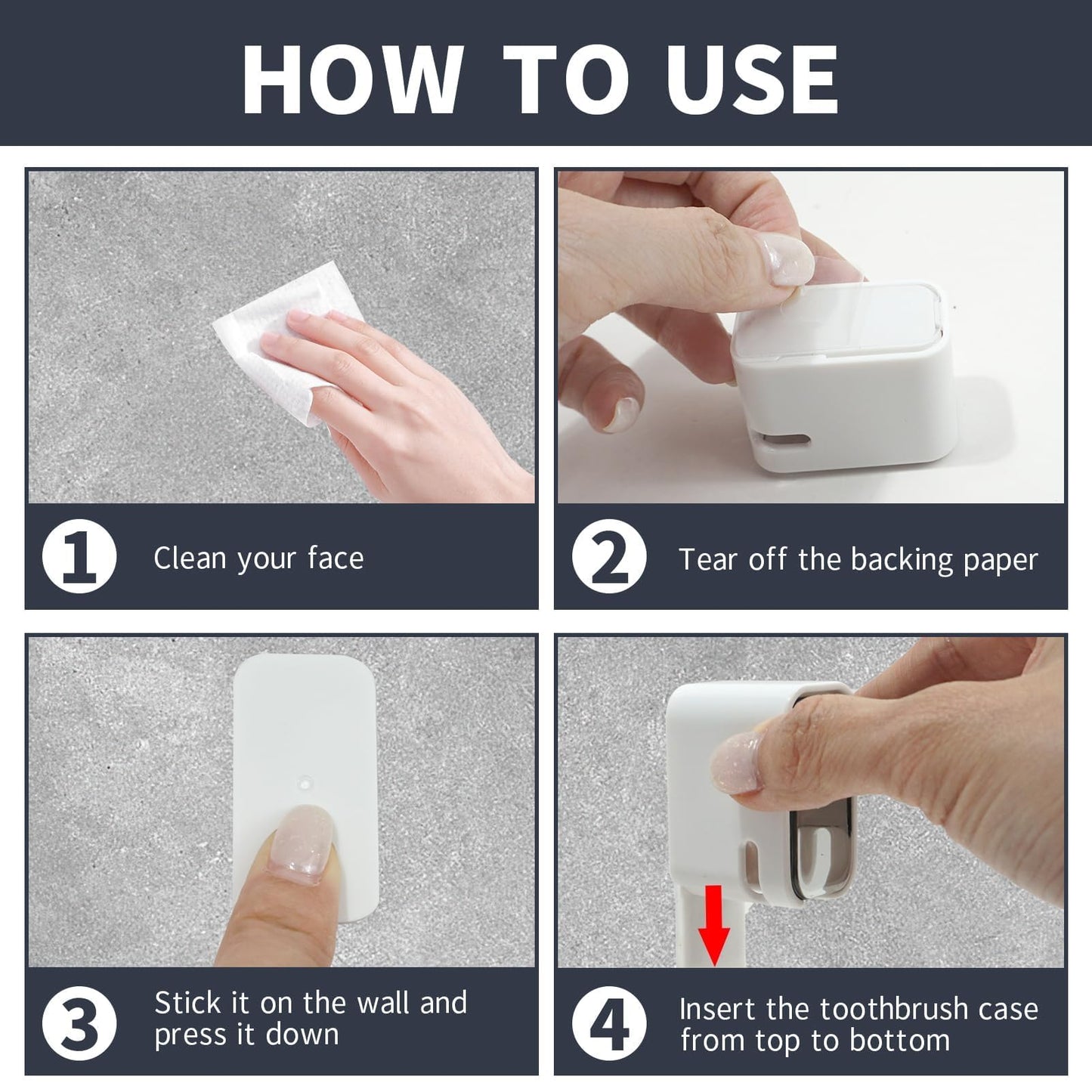 4Pcs Toothbrush Holder Wall Mounted Toothbrush Head Holder Cover Durable Dust Free Organizer for Adults Kids Space Saving Bathroom Accessory