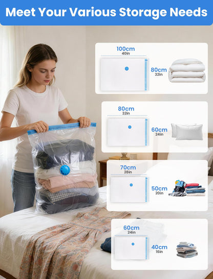 Vihoom Vacuum Storage Bags 8 Pack 2 Jumbo, 2 Large, 2 Medium, 2 Small