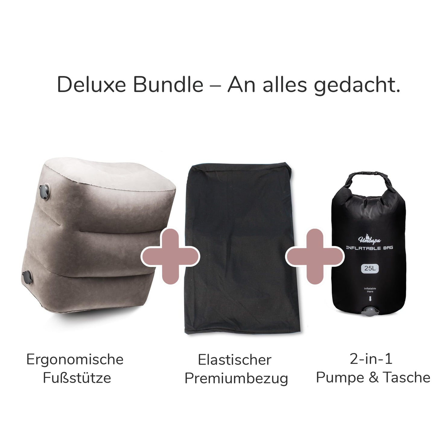 UMBAPA® Inflatable Footrest Deluxe Bundle for Adults - Inflatable Footrest + Cover + Pump | For Air Travel, Car & Train |