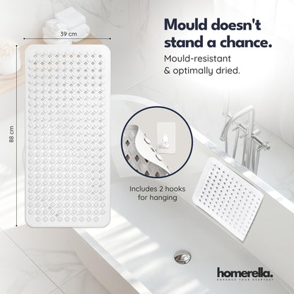 homerella Bath Mat Non Slip Anti Mould 88x39cm Shower Mat Non Slip Bath Mat