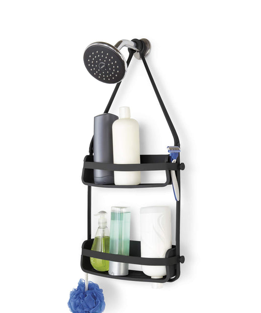 Umbra Flex Shower Caddy with Patented Gel-Lock Technology Suction Cup, Black