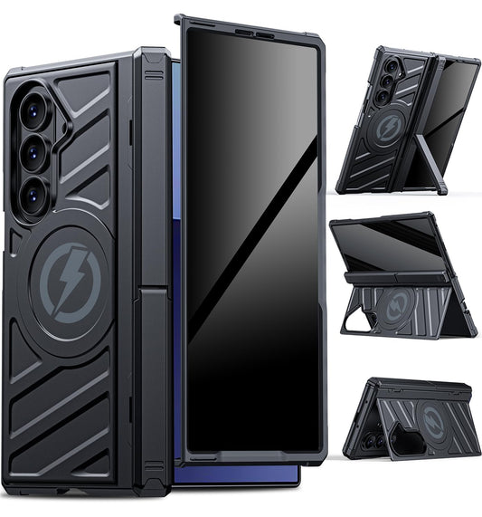 LEIAU Magnetic for Galaxy Z-Fold-7 Case: Heavy Duty Armor Case[Compatible with MagSafe][Privacy Screen Protector][Hinge Protection][Dual Kickstand]