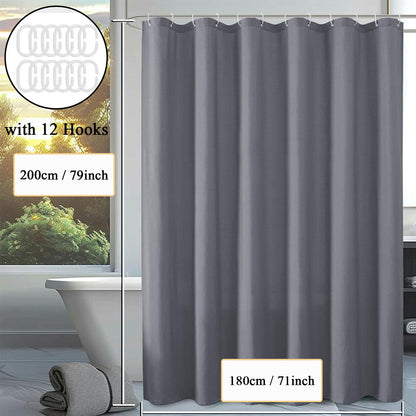 hzkais Grey Shower Curtain, Mould Proof and Mildew Resistant Washable Bathroom Curtains, Shower Curtain for Bathroom, Bath Curtains with Hooks