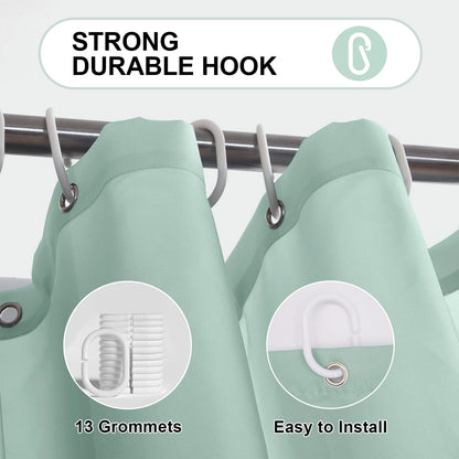 LUKDUNG 200 x 200 cm Polyester Textile Shower Curtain Anti-Mould for Bathroom, Curtain for Bathtub Shower Made of Fabric Waterproof Washable Shower