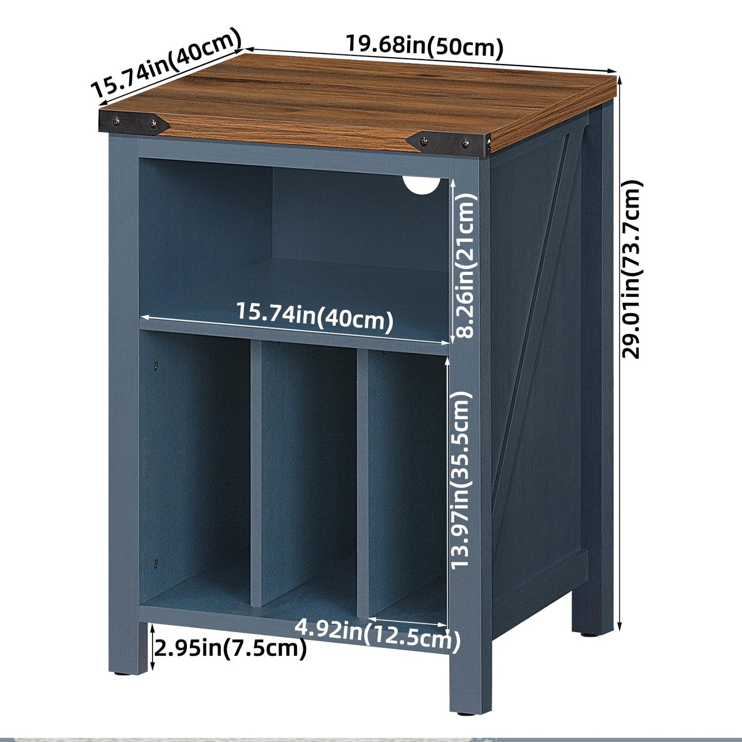 LELELINKY Record Player Stand with Vinyl Record Storage,Blue