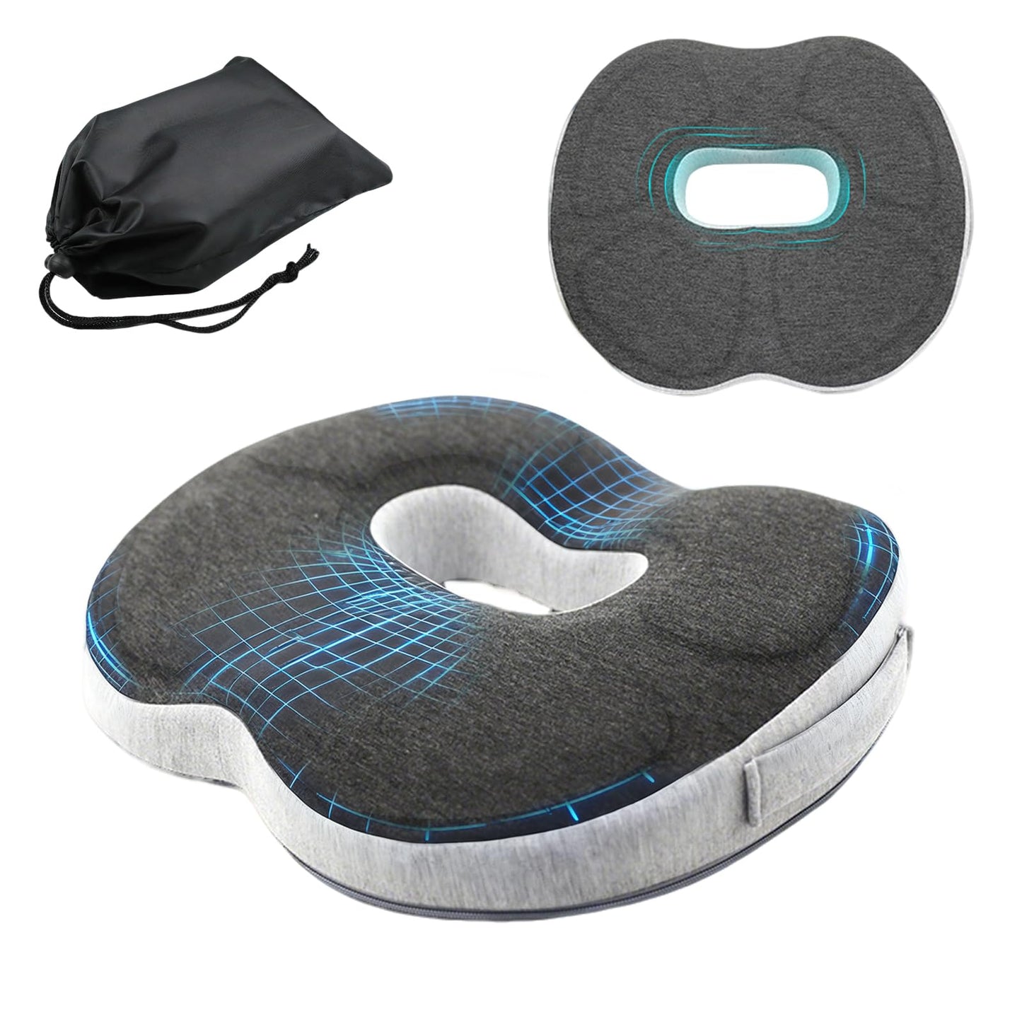 Carreuty Memory Foam Donut Cushion, Ring Cushions for Pressure Relief Hemorrhoids coccyx pain Postnatal Pain, donut pillow for Office Chair, Car