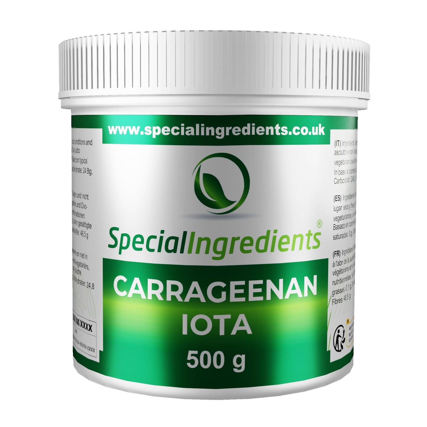 Special Ingredients Carrageenan Iota Premium Quality Food Grade Powder 500g, Suitable for Vegan's & Vegetarian's, Non GMO, Recyclable Plastic