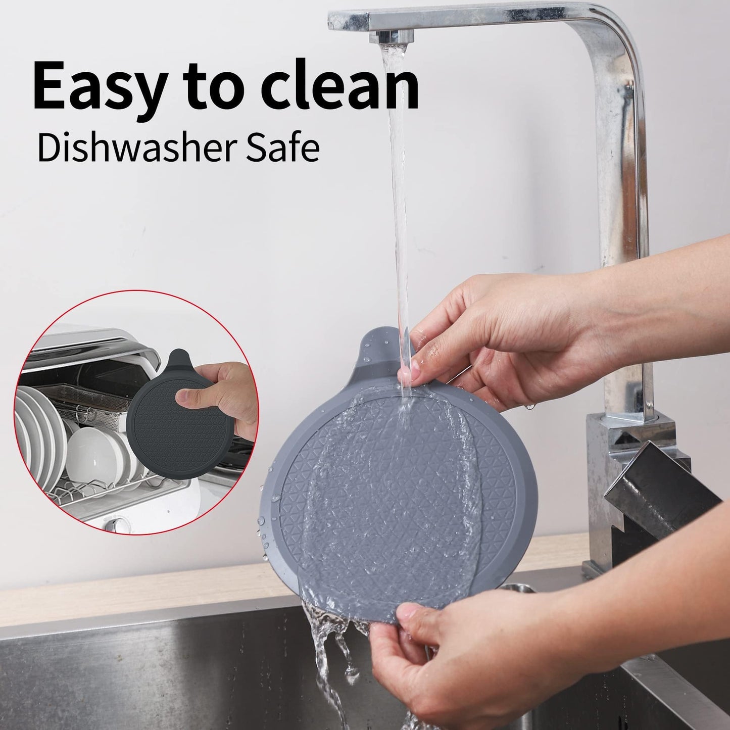 Tomario Silicone Bathtub Stopper, 6" Extra Large Sink Plug, Universal Shower Drain Tub Stopper for Kitchen Sink Bathroom (Grey)