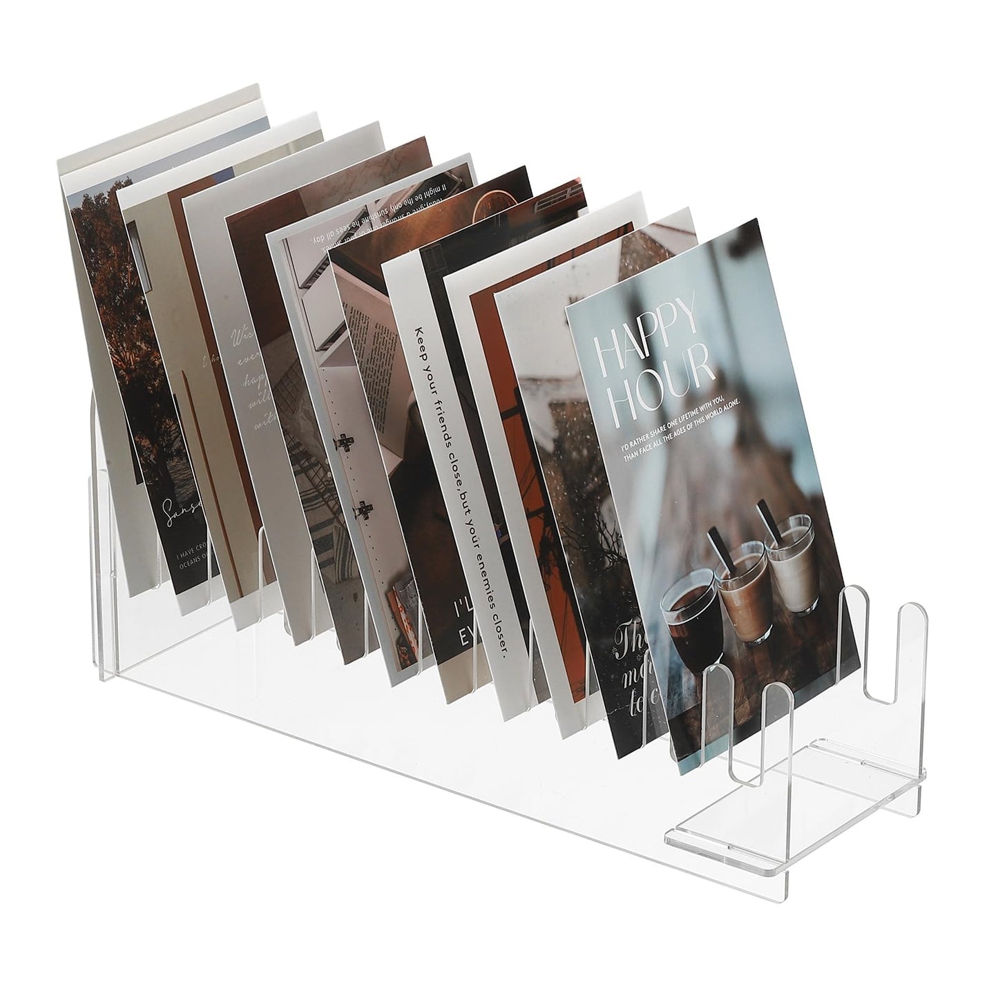 PATIKIL 1Pack 12-Tier Clear Greeting Card Display Stand, Acrylic Sticker Display Stand Portable Postcard Rack Holder Organizer for Envelopes Photo