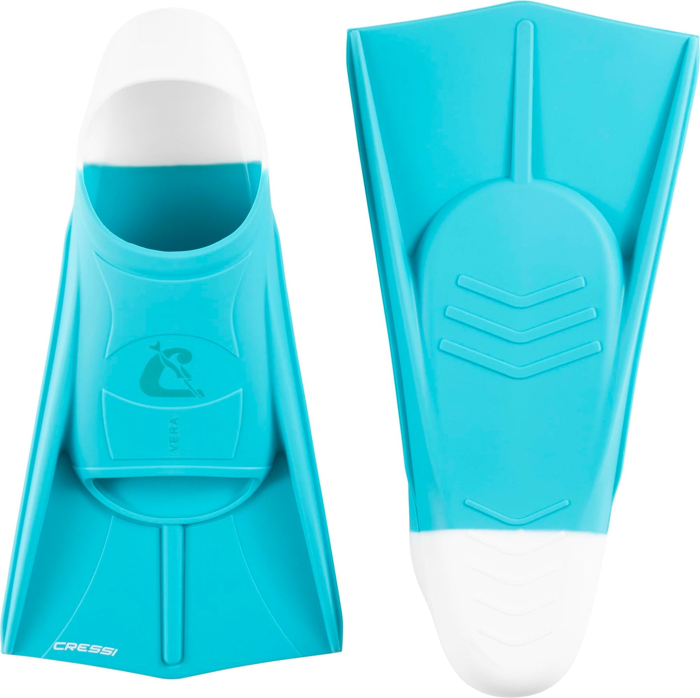 CRESSI Vera Fins Aquamarine/White L-Unisex 100% Silicone Short Fins Closed Shoe Design, for Swimming, Open Water Training, Swimming Pool, Snorkelling,