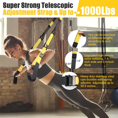 Suspension Trainer, Sling Trainer Set with Door Anchor for a Full Body Workout, Adjustable Sling Trainer for Home with Large Handle Door Anchor