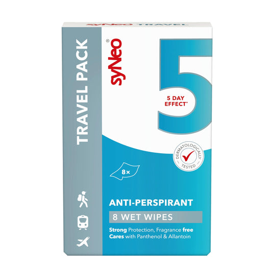 syNeo 5 Antiperspirant Deodorant Cloths for Men and Women, Anti Sweat Deodorant Cloths Against Strong Sweating, Antiperspirant, Pack of 1 (8 x 2.5 ml)